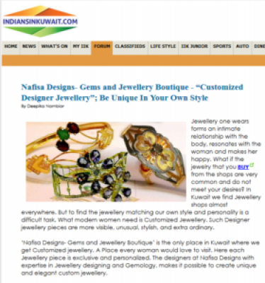 Indiansinkuwait.com article on Nafisa Designs